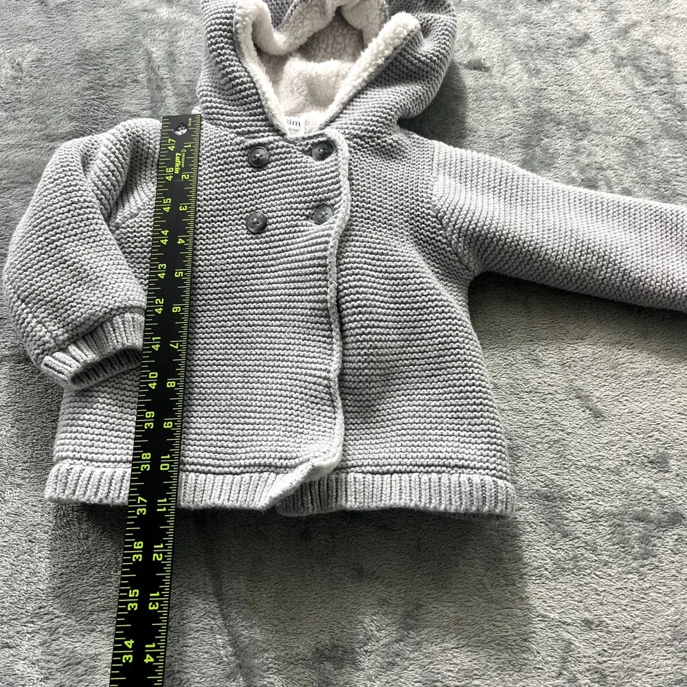 Carters Hooded Sherpa Lined Bear Ear Sweater Coat Grey 18M Unisex